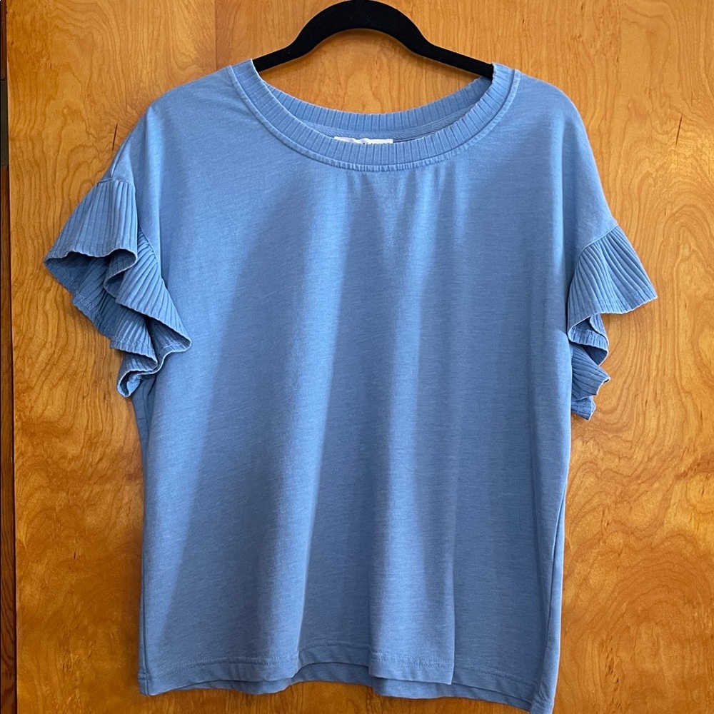 Jane and Delancey Light Blue Ruffle Sleeve Top